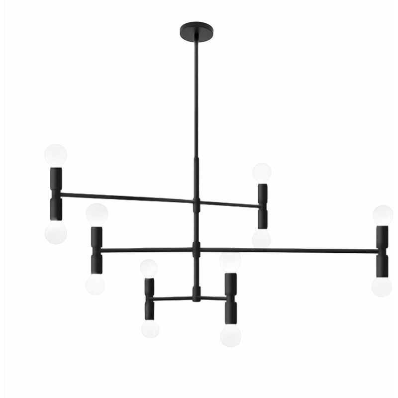 foto del prodotto lampada a sospensione app691 6cp moderno 6 braccio nero 12 punti luce e27 65x65x95cm