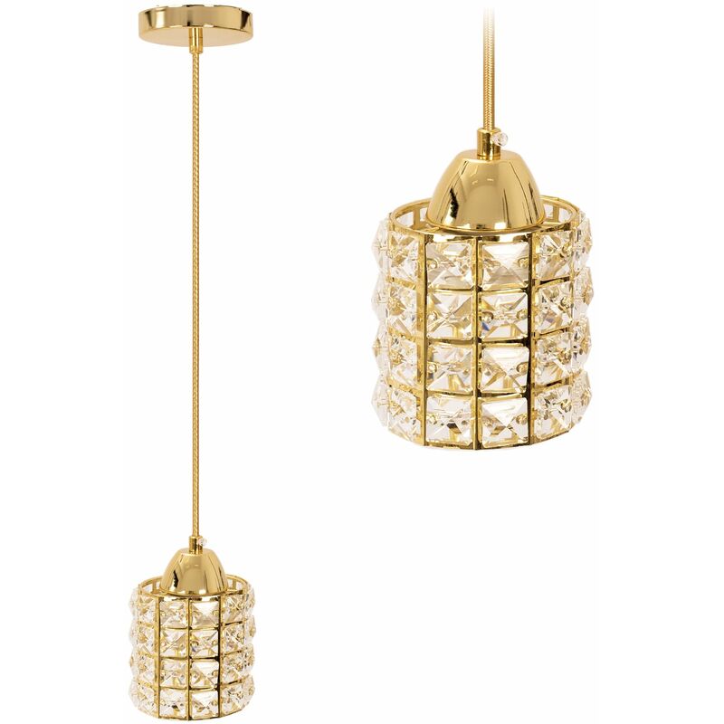 foto del prodotto lampada a sospensione app724 1cp cristallo oro 1 punti luce e27 9,5x9,5x14 104cm regolabile