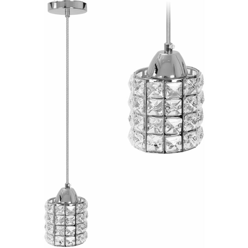 foto del prodotto lampada a sospensione app727 1cp cristallo cromo 1 punti luce e27 9,5x9,5x14 104cm regolabile