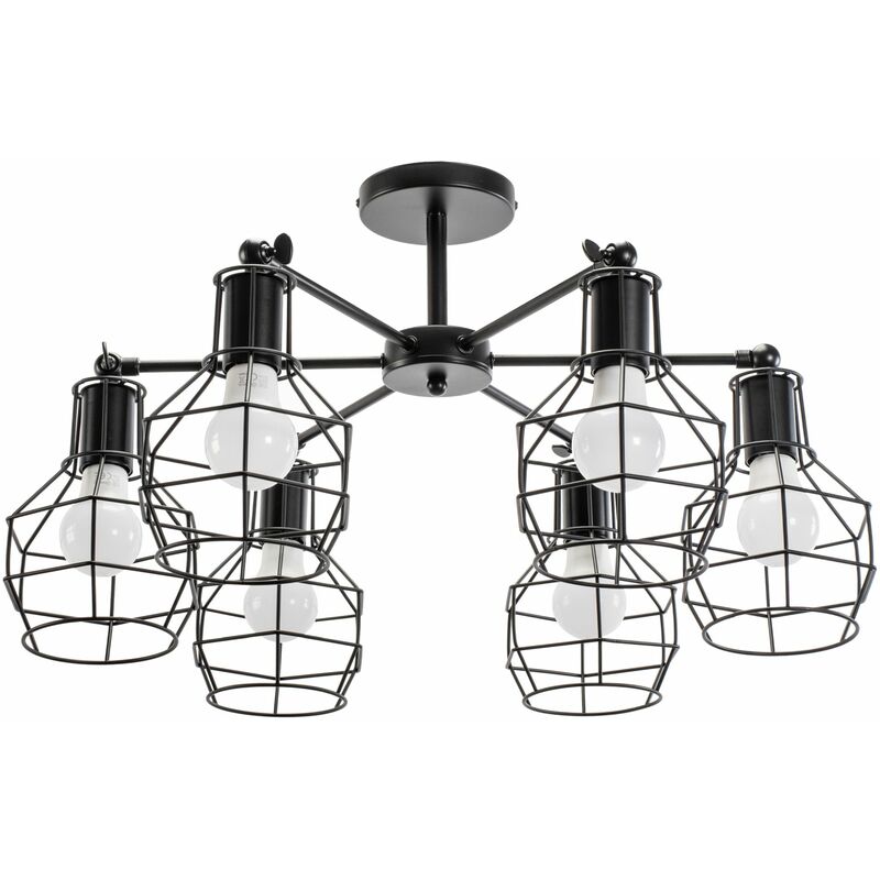 foto del prodotto lampada a sospensione app735 6c metallo loft 6 punti luce e27 62x62x35cm