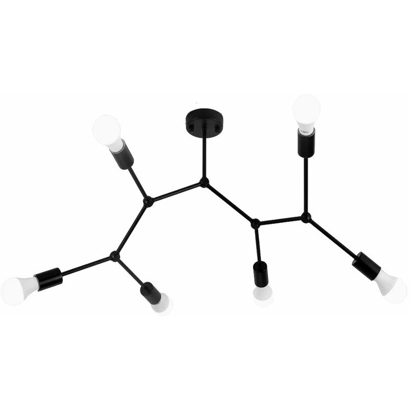 foto del prodotto lampada a sospensione app737 6c metallo loft nero 6 punti luce e27 72x62cm