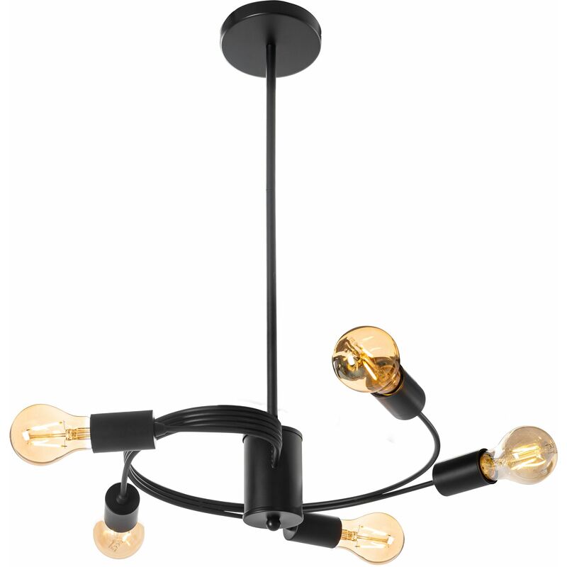 foto del prodotto lampada a sospensione app739 5cp loft nero 5 punti luce e27 38x38x60cm