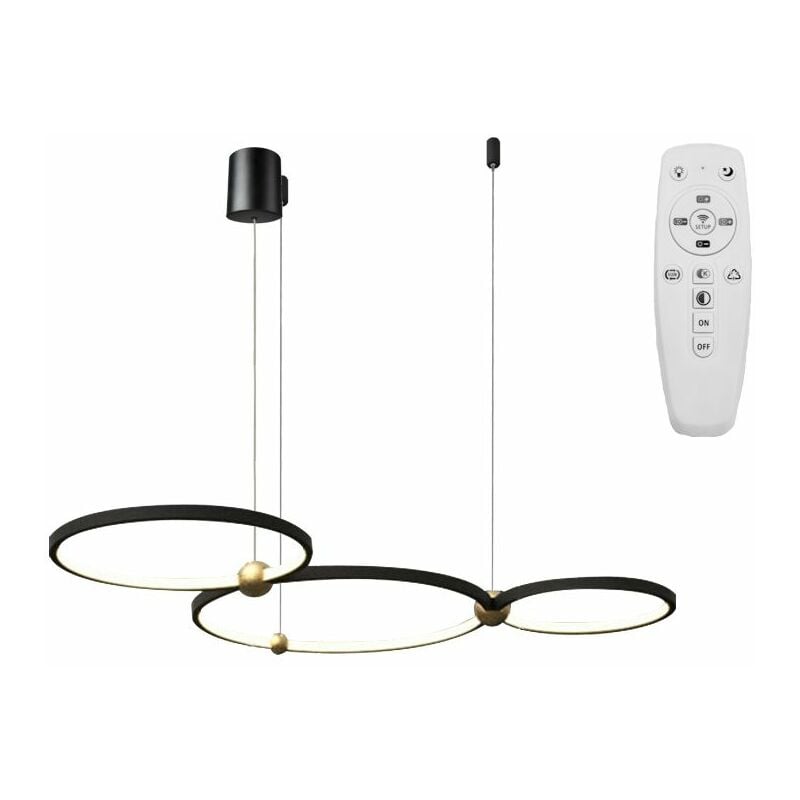 foto del prodotto lampada a sospensione app752 30 40 50 nero squillo led telecomando 3 punti luce 63x112x70cm regolabile