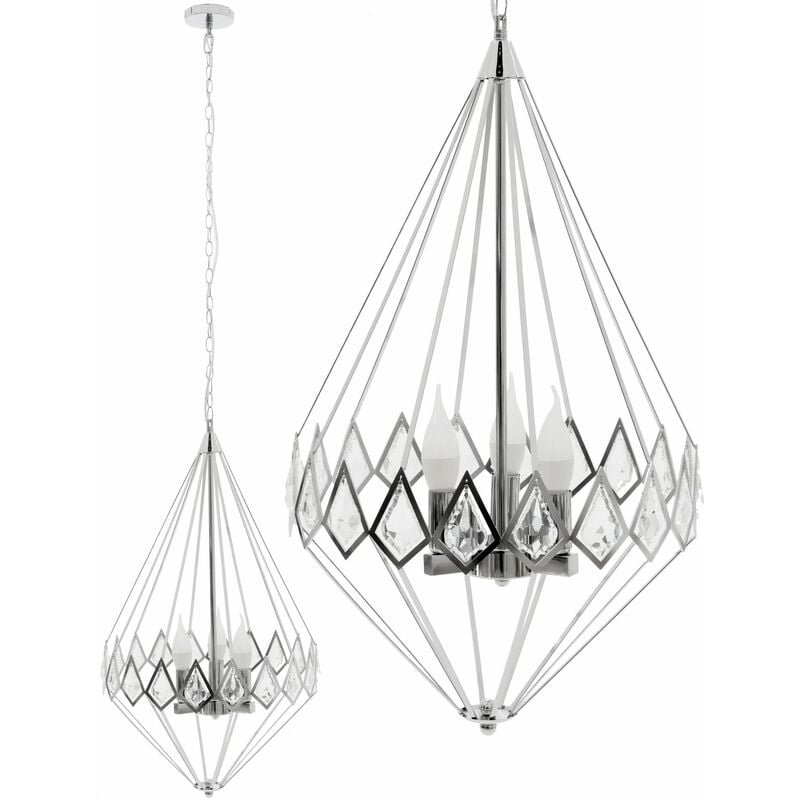 foto del prodotto lampada a sospensione app767 3cp diamond cristallo 3 punti luce e14 40,5x40,5x69 146cm regolabile