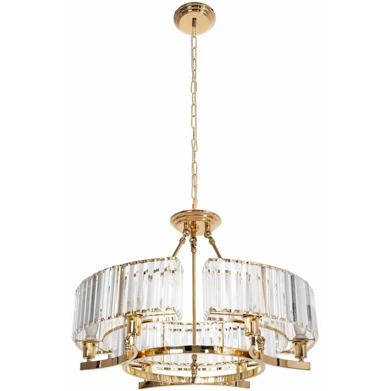 foto del prodotto lampada a sospensione app789 6c cristallo oro 6 punti luce e14 83x83x34 114cm