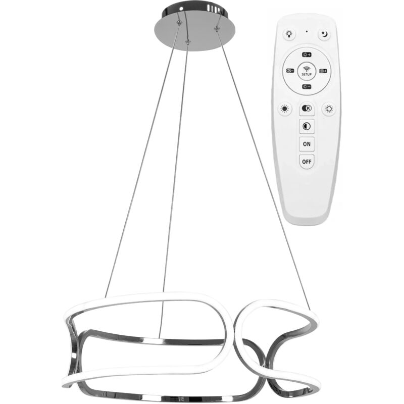foto del prodotto lampada a sospensione app792 cp cromo led telecomando 3 punti luce 90 w 56x56x18 108cm regolabile