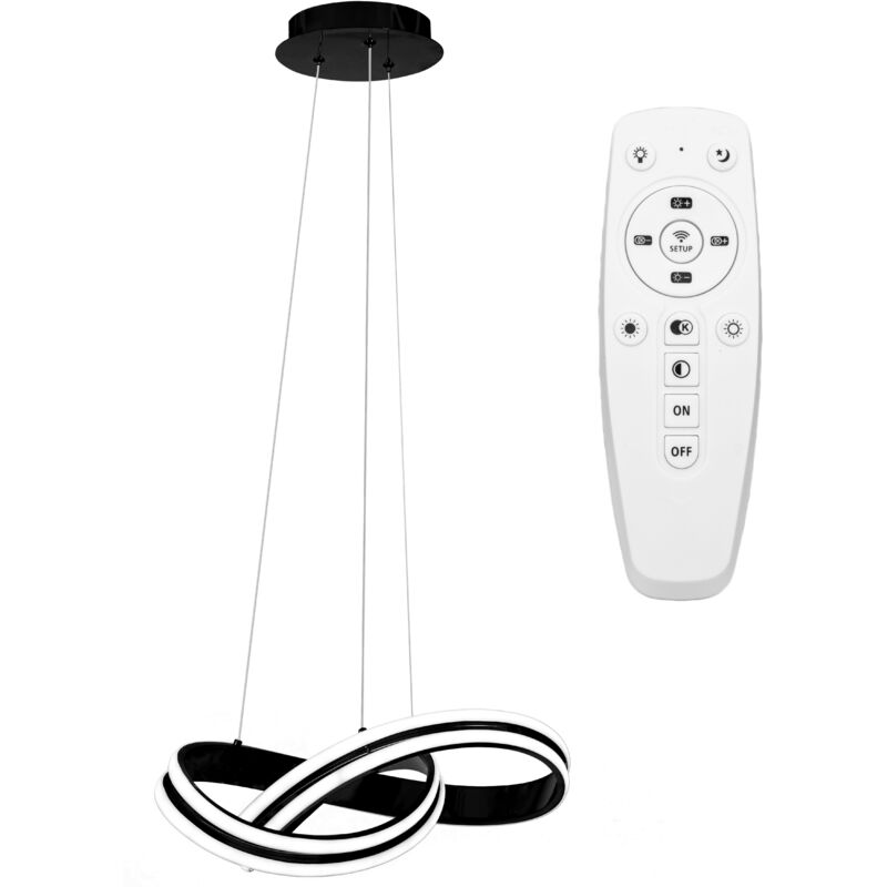 foto del prodotto lampada a sospensione app817 cp moderno nero led telecomando 1 punti luce 100w 47x47x19cm regolabile
