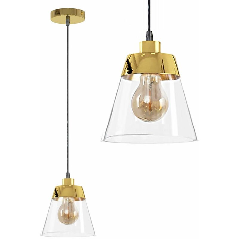 foto del prodotto lampada a sospensione app895 1cp oro campana 1 punti luce e27 16,5x16,5cm regolabile