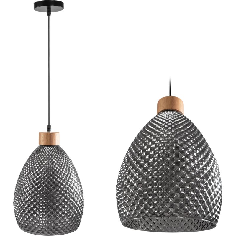 foto del prodotto lampada a sospensione app897 1cp retr vetro nero campana 1 punti luce e27 23x23x301,5 121,5cm regolabile
