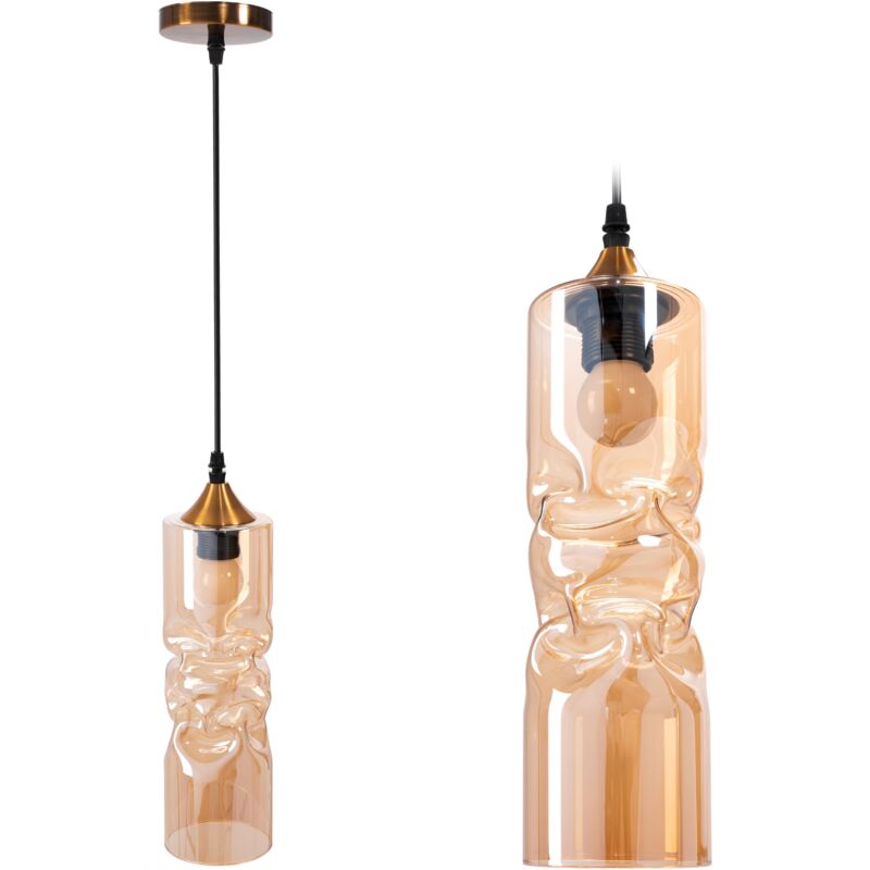 foto del prodotto lampada a sospensione app901 1cp oro vetro 1 punti luce e27 10x10x30,5cm regolabile