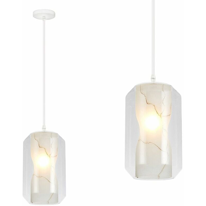 foto del prodotto lampada a sospensione app909 1cp bianco marmo 1 punti luce e27 18x18x28cm