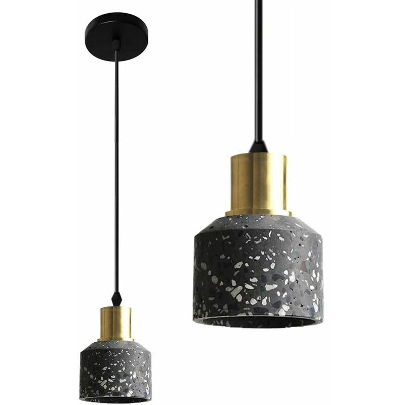 foto del prodotto lampada a sospensione app930 1cp lastri calcestruzzo nero tondo 1 punti luce e27 10x10x14,5 104,5cm regolabile