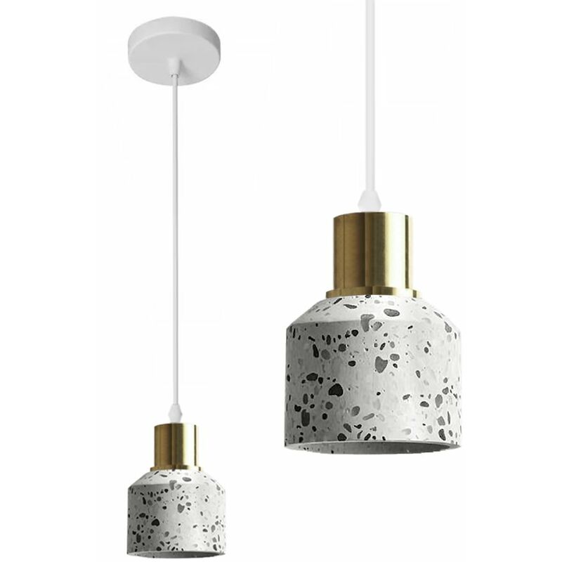 foto del prodotto lampada a sospensione app931 1cp lastri calcestruzzo bianco tondo 1 punti luce e27 10x10x14,5 104,5cm regolabile