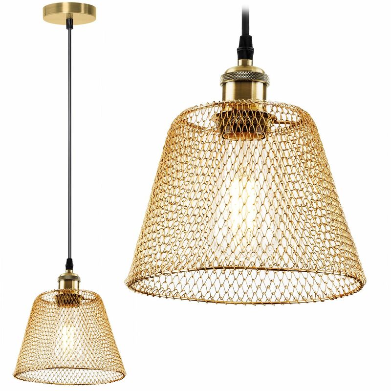 foto del prodotto lampada a sospensione app945 1cp oro rete 1 punti luce e27 20,5x20,5x15,5cm regolabile