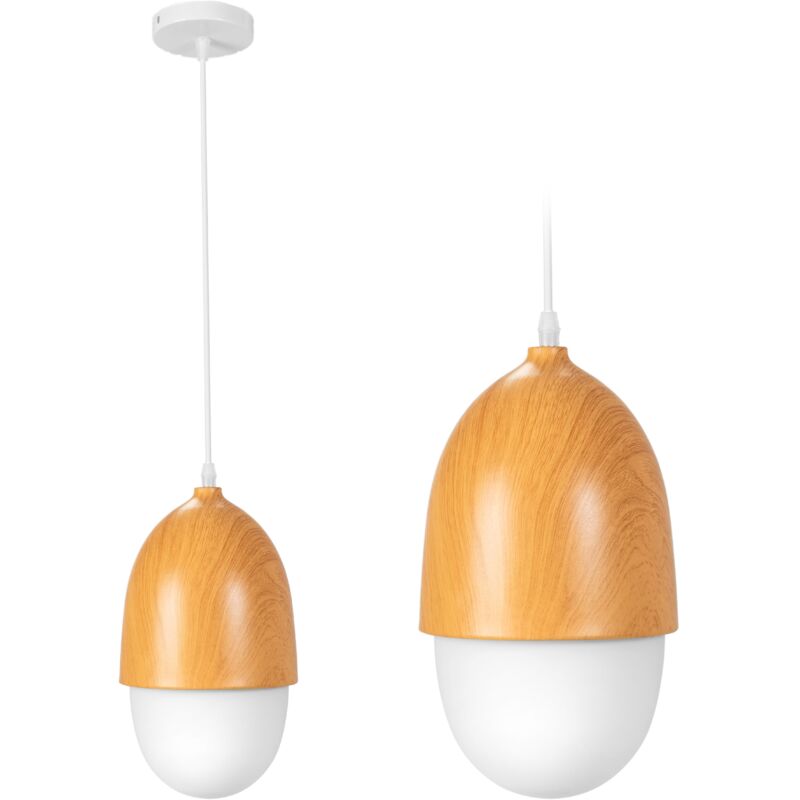 foto del prodotto lampada a sospensione app952 1cp nut legno 1 punti luce e27 17x17x28 108cm regolabile