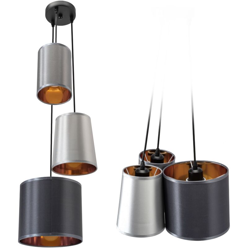 foto del prodotto lampada a sospensione app971 3cp moderno mix 3 punti luce e27 108x12x18cm regolabile