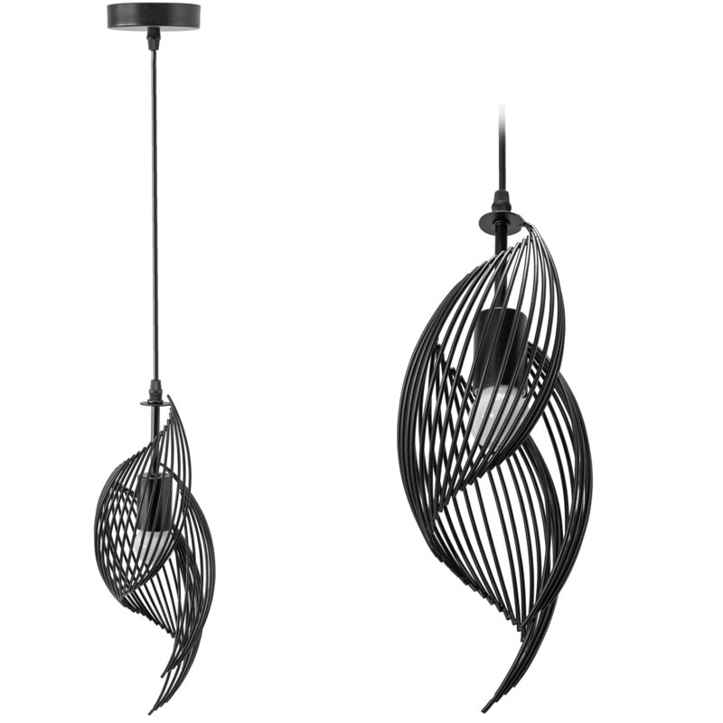 foto del prodotto lampada a sospensione app977 1cp moderno loft nero 1 punti luce e27 13x13x40 105cm regolabile