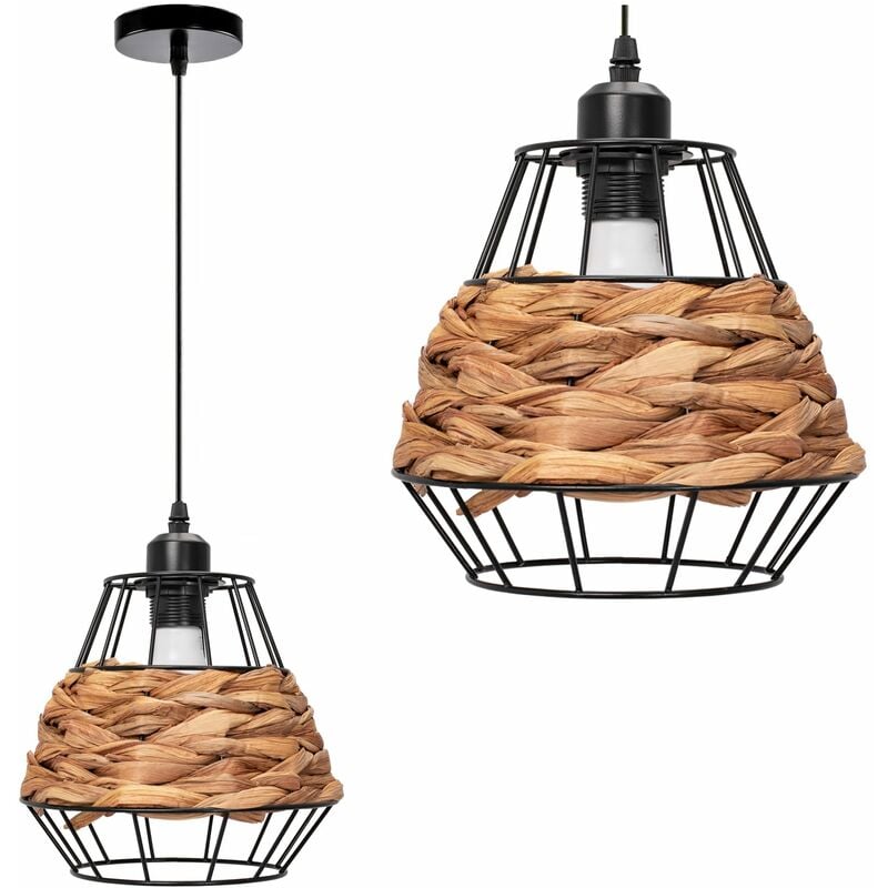foto del prodotto lampada a sospensione app989 1cp nero marrone 1 punti luce e27 22,5x22,5x20 105cm regolabile