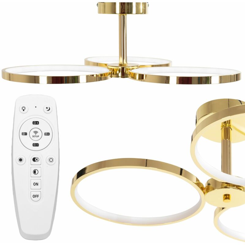 foto del prodotto lampada a sospensione app993 c oro led telecomando 3 punti luce 70w 63x66x24cm