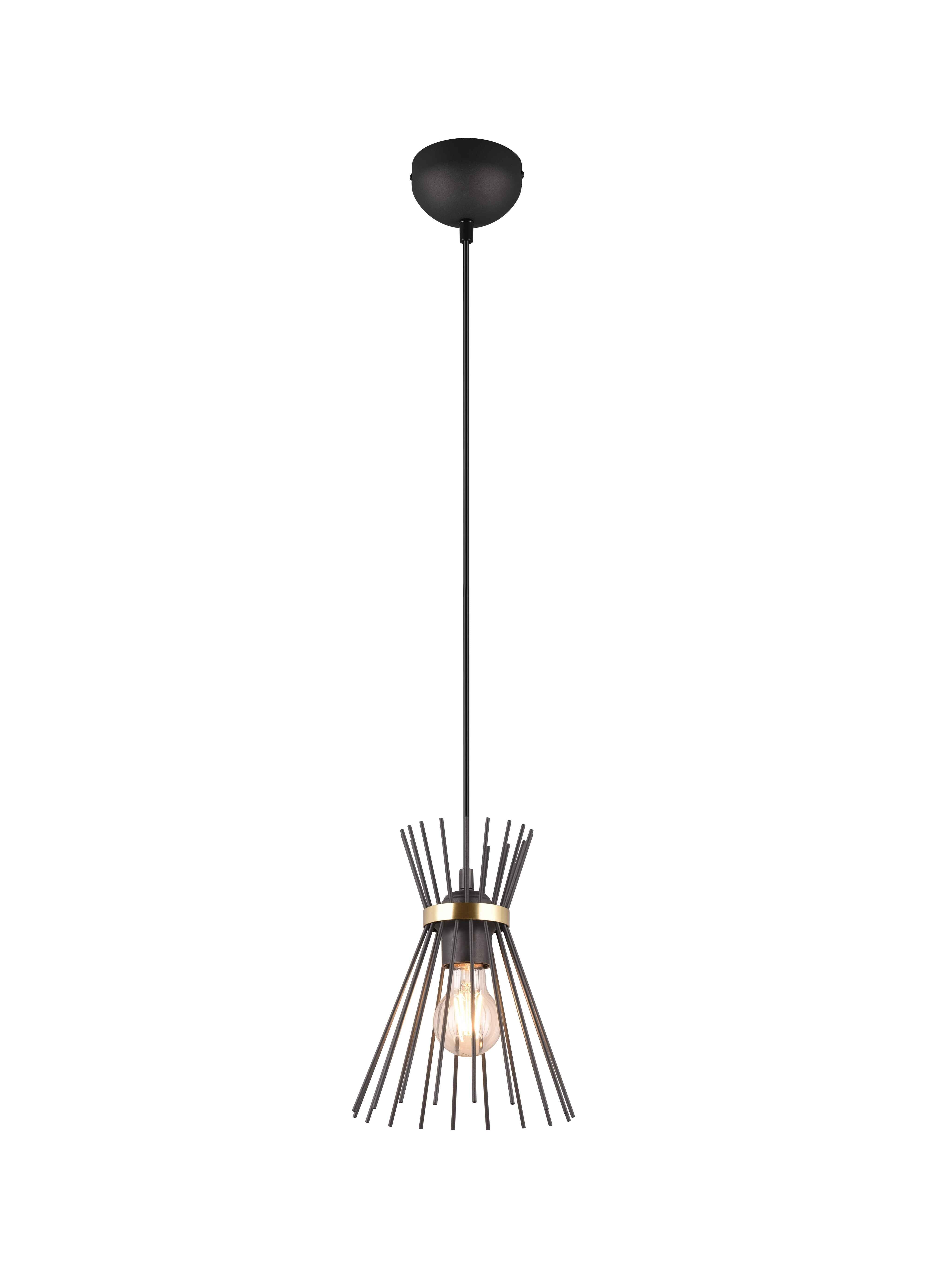 foto del prodotto lampada a sospensione, bacchette di metallo, nero e oro, d 20 cm, rod