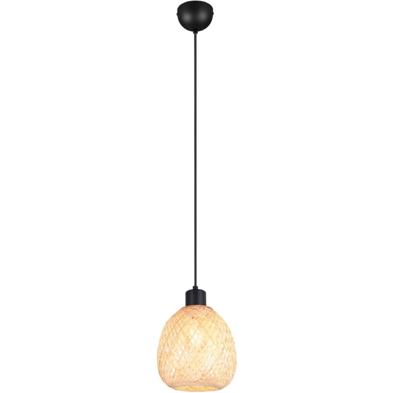 foto del prodotto lampada a sospensione, bamb e metallo nero, d 18 cm, amelie