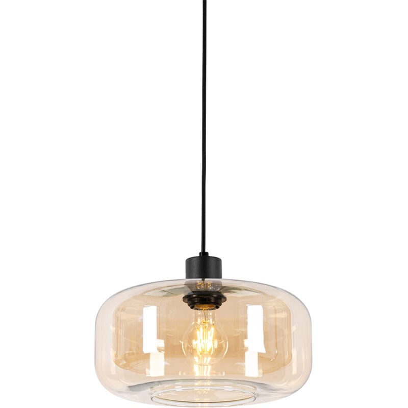 foto del prodotto lampada a sospensione bizle art d co vetro,acciaio bronzo nero tondo e27 max. 1 x 4.9 watt qazqa