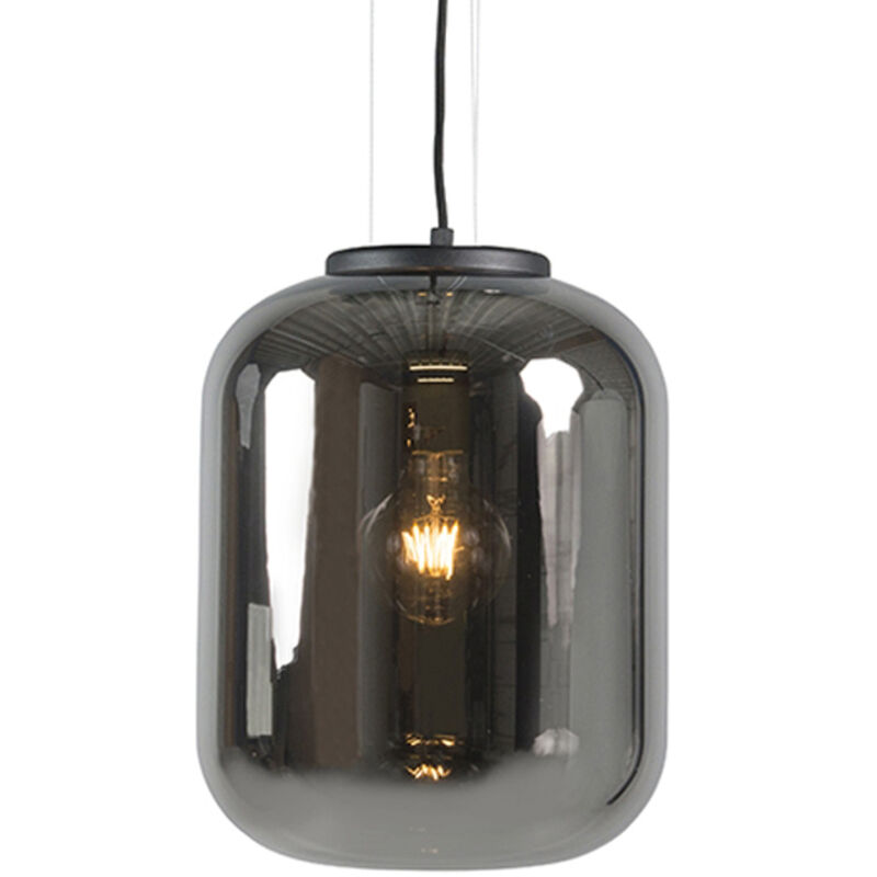 foto del prodotto lampada a sospensione bliss retr vetro,acciaio nero tondo e27 max. 1 x 4.9 watt qazqa