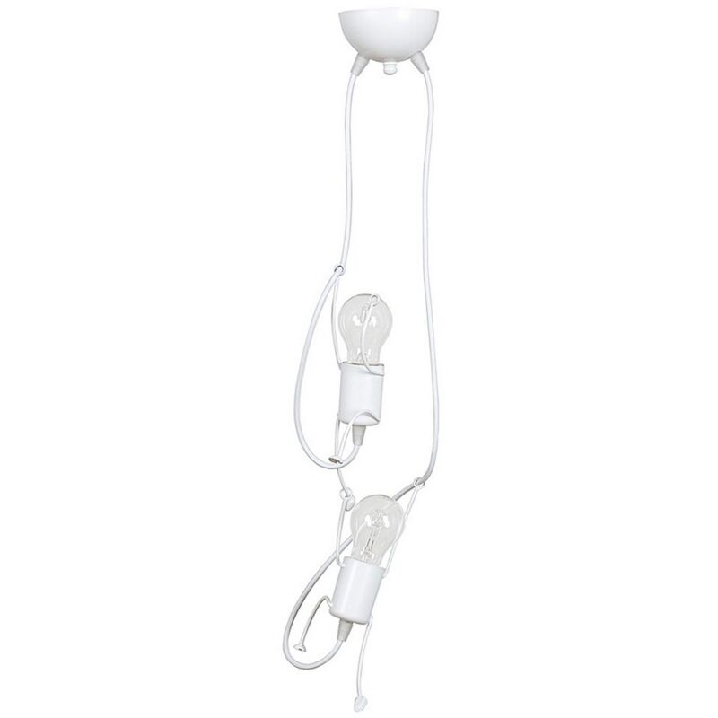 foto del prodotto lampada a sospensione bobi, acciaio verniciato a polvere, bianco, 20x60x14 cm