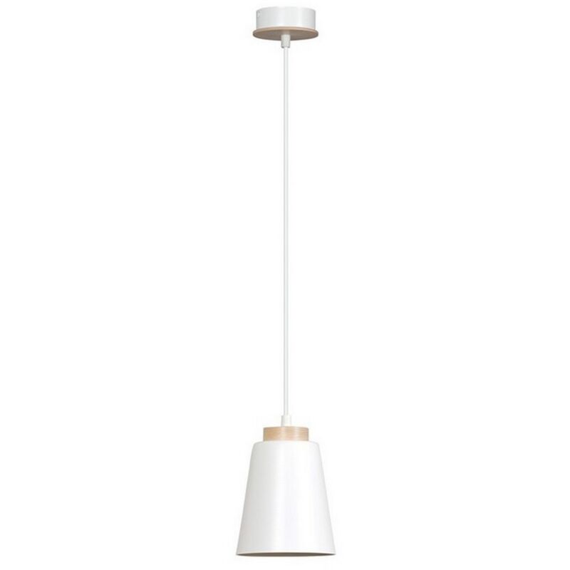 foto del prodotto lampada a sospensione bolero, acciaio verniciato a polvere, legno, bianco, 14x100x14 cm