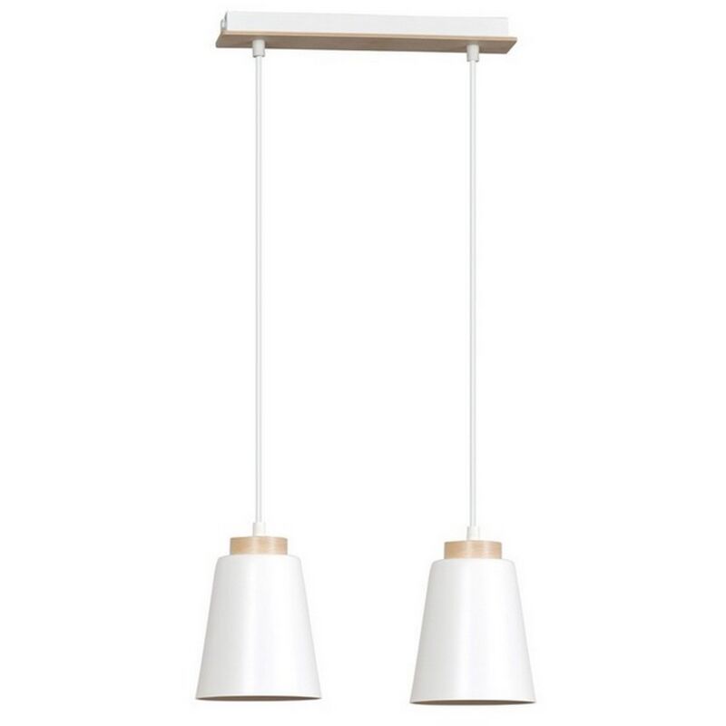 foto del prodotto lampada a sospensione bolero, acciaio verniciato a polvere, legno, bianco, 40x100x14 cm