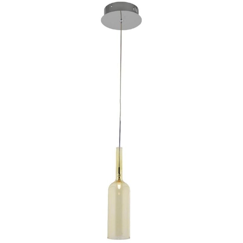 foto del prodotto lampada a sospensione bottle, metallo, vetro, giallo, cromo, 8x8x140 cm