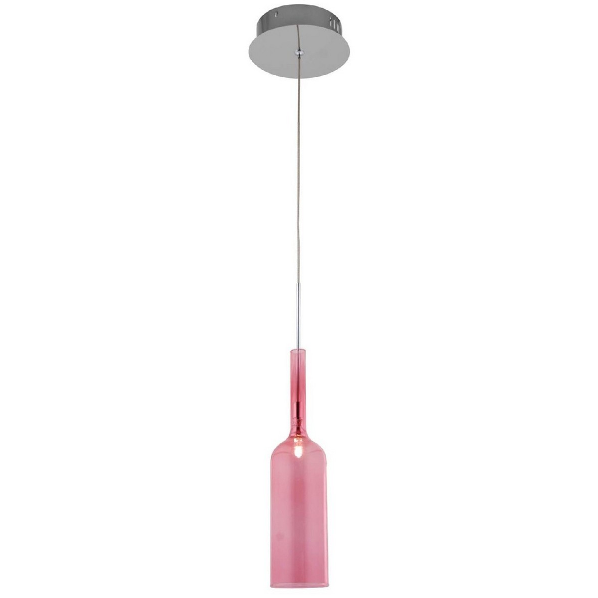 foto del prodotto lampada a sospensione bottle, metallo, vetro, rosa, cromo, 8x8x140 cm