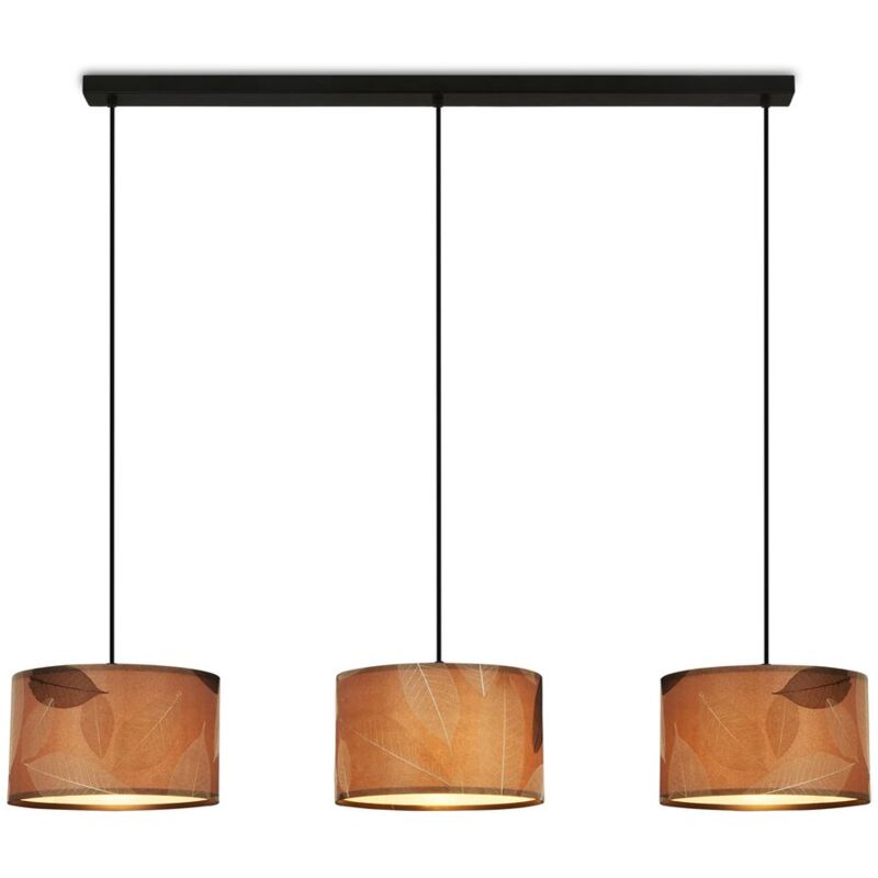 foto del prodotto lampada a sospensione briloner mata, decorazione a foglie, 3 luci, stile boho, attacco e27, color caff , 110 x 25 x 120 cm