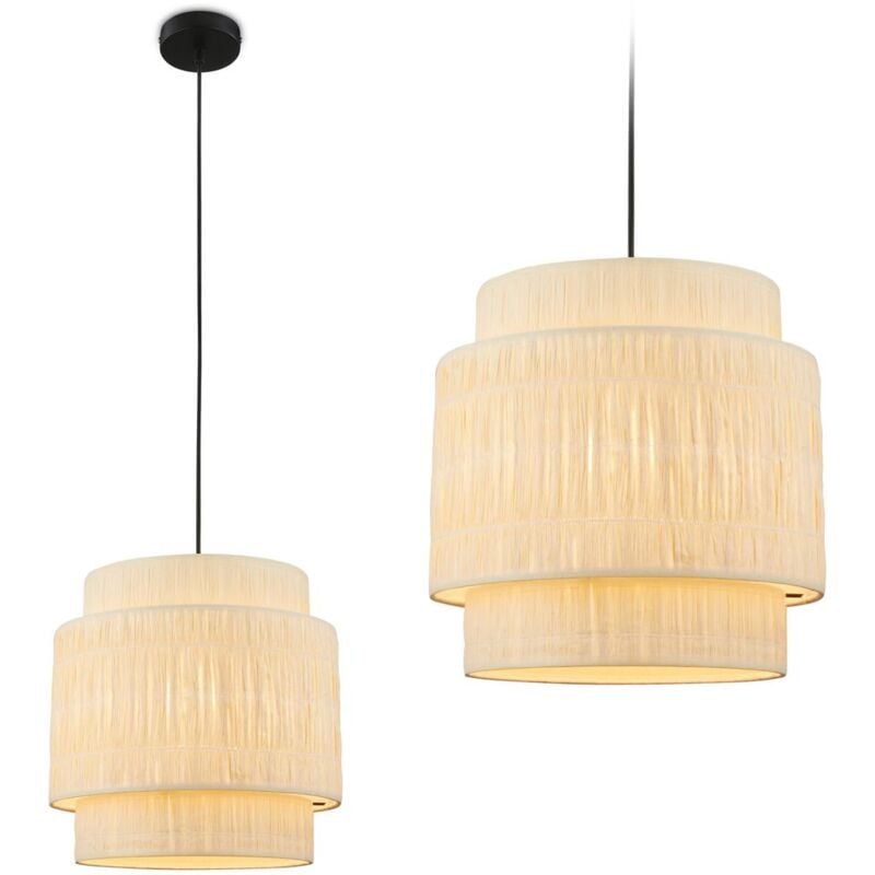 foto del prodotto lampada a sospensione briloner papper, paralume in rafia, stile boho, attacco e27, naturale, 30 x 12,8 cm