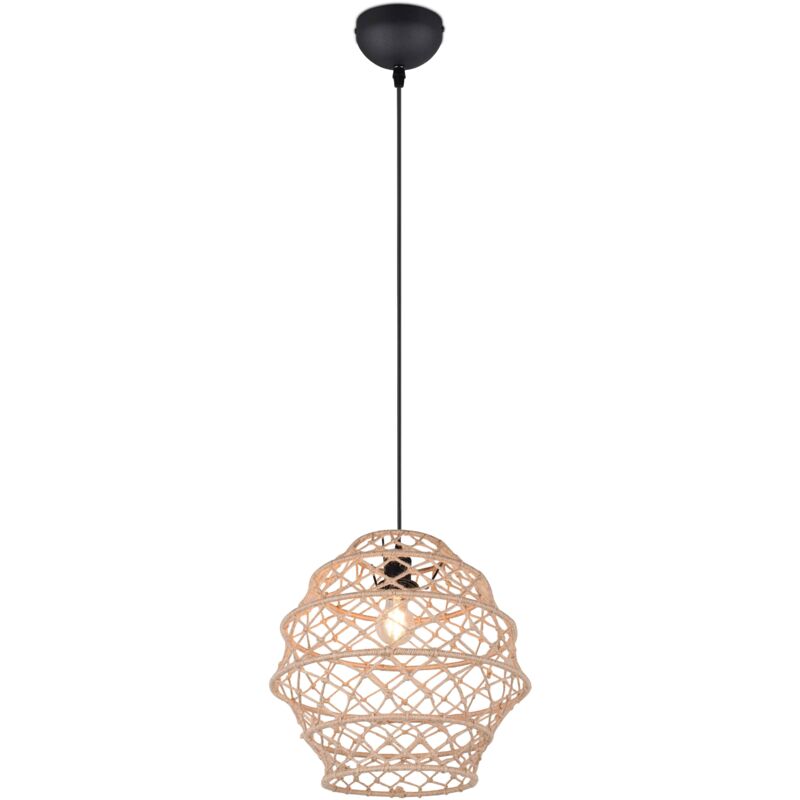 foto del prodotto lampada a sospensione, canapa e metallo, naturale e nero, d 39 cm, hive