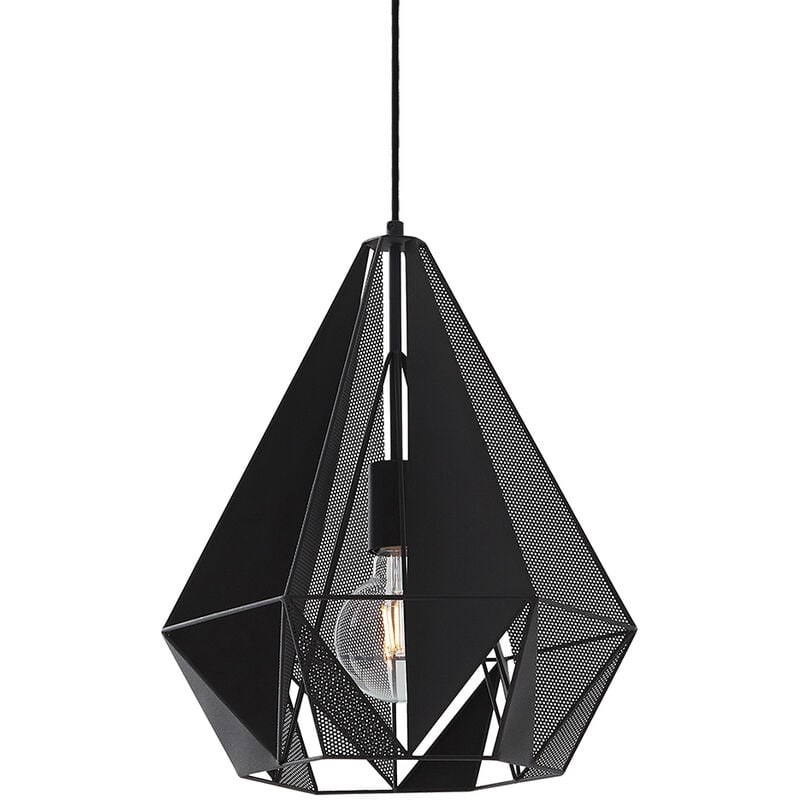 foto del prodotto lampada a sospensione carcass industriale acciaio nero tondo max. 1 x watt qazqa