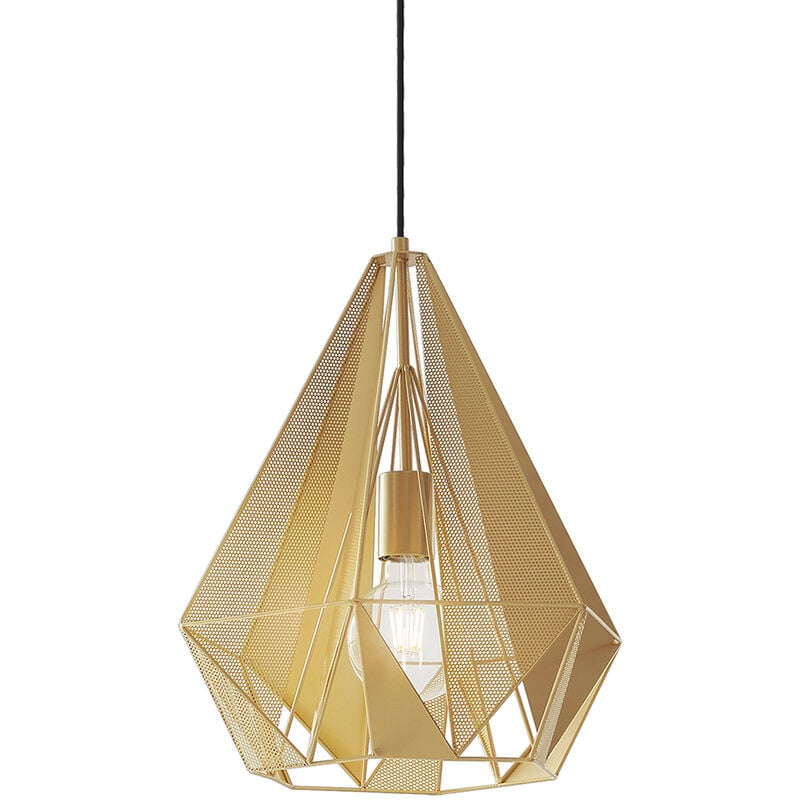 foto del prodotto lampada a sospensione carcass industriale acciaio oro tondo max. 1 x watt qazqa