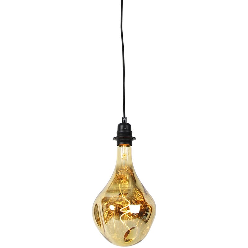 foto del prodotto lampada a sospensione cava luxe moderno acciaio nero tondo oblungo e27 max. 1 x 6 watt qazqa