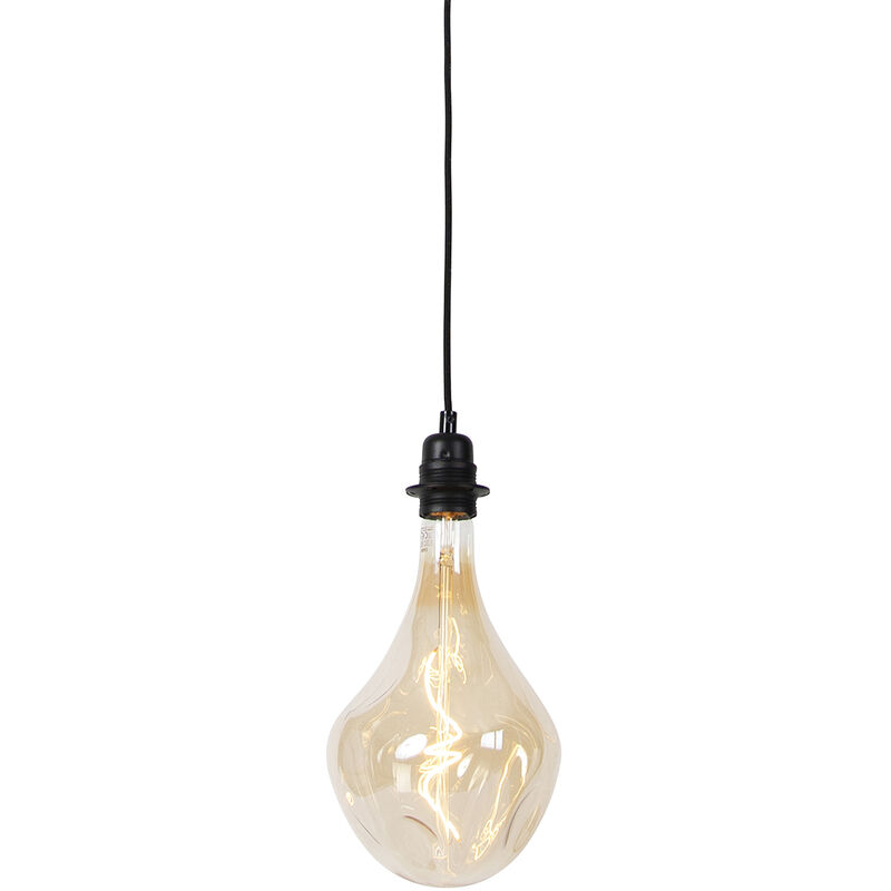 foto del prodotto lampada a sospensione cava luxe moderno acciaio nero tondo oblungo e27 max. 1 x 6 watt qazqa