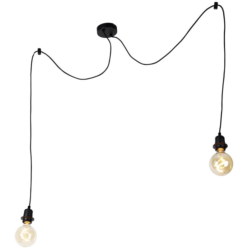 foto del prodotto lampada a sospensione cava luxe moderno acciaio nero tondo oblungo max. 2 x watt qazqa