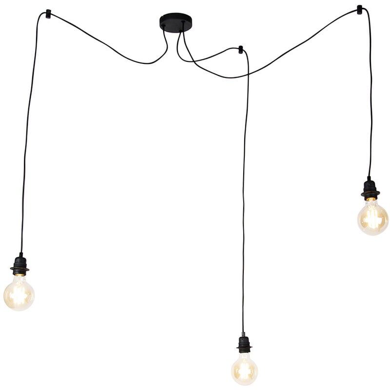 foto del prodotto lampada a sospensione cava luxe moderno acciaio nero tondo oblungo max. 3 x watt qazqa
