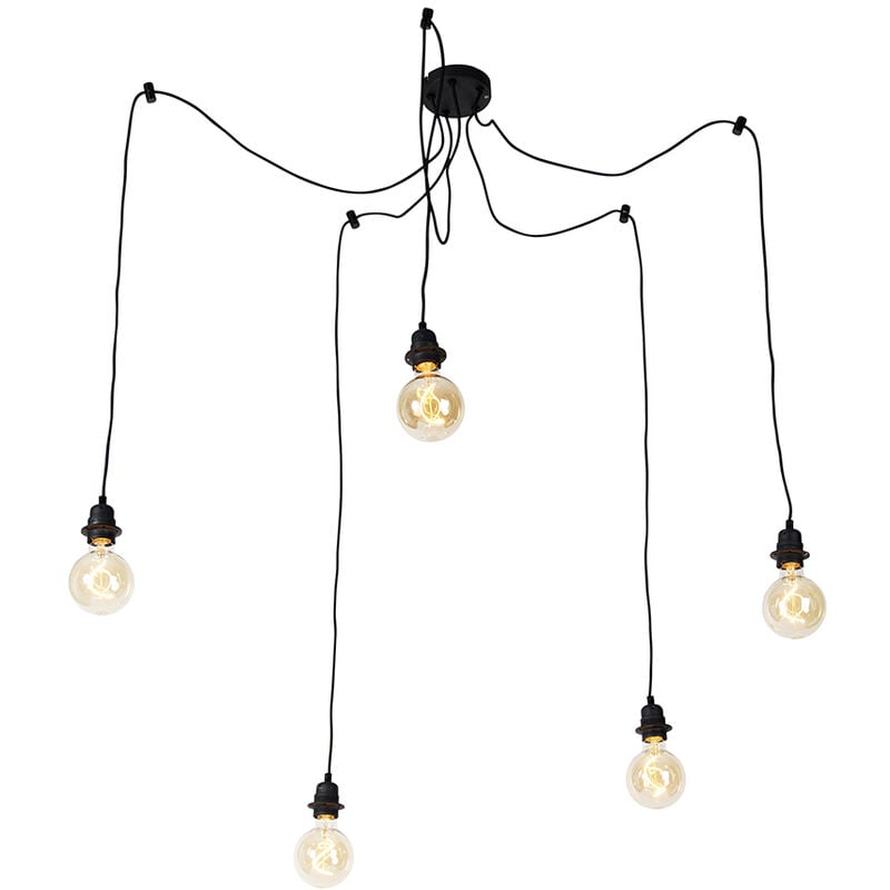 foto del prodotto lampada a sospensione cava luxe moderno acciaio nero tondo oblungo max. 5 x watt qazqa