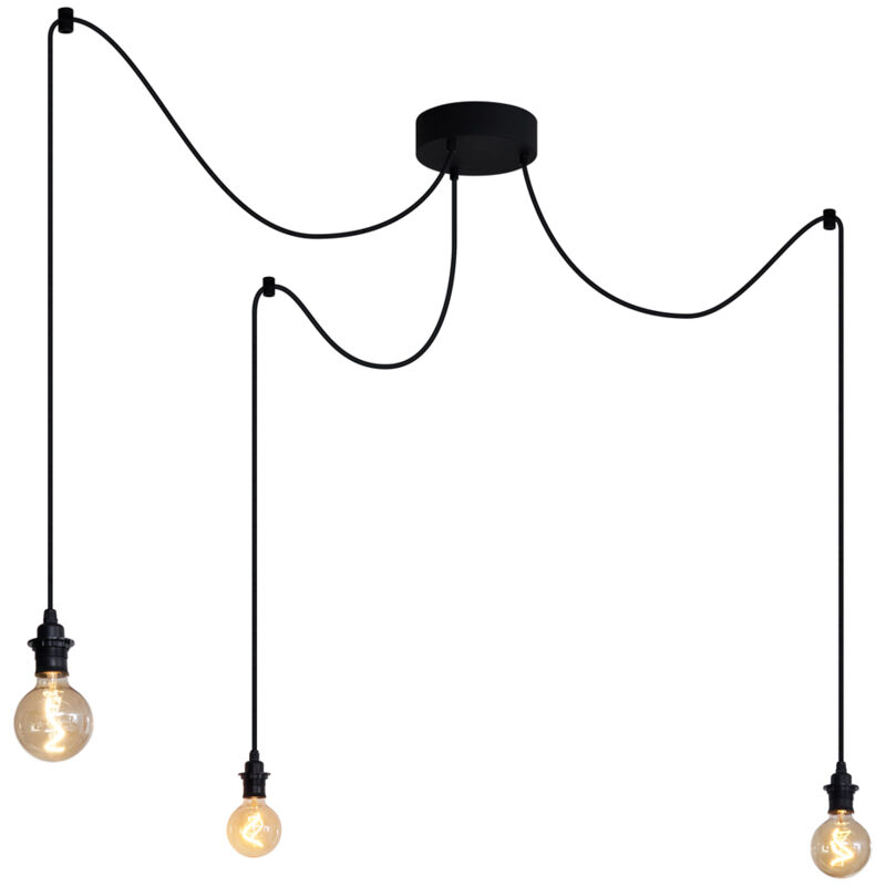 foto del prodotto lampada a sospensione cava moderno plastico nero oblungo max. 3 x watt qazqa