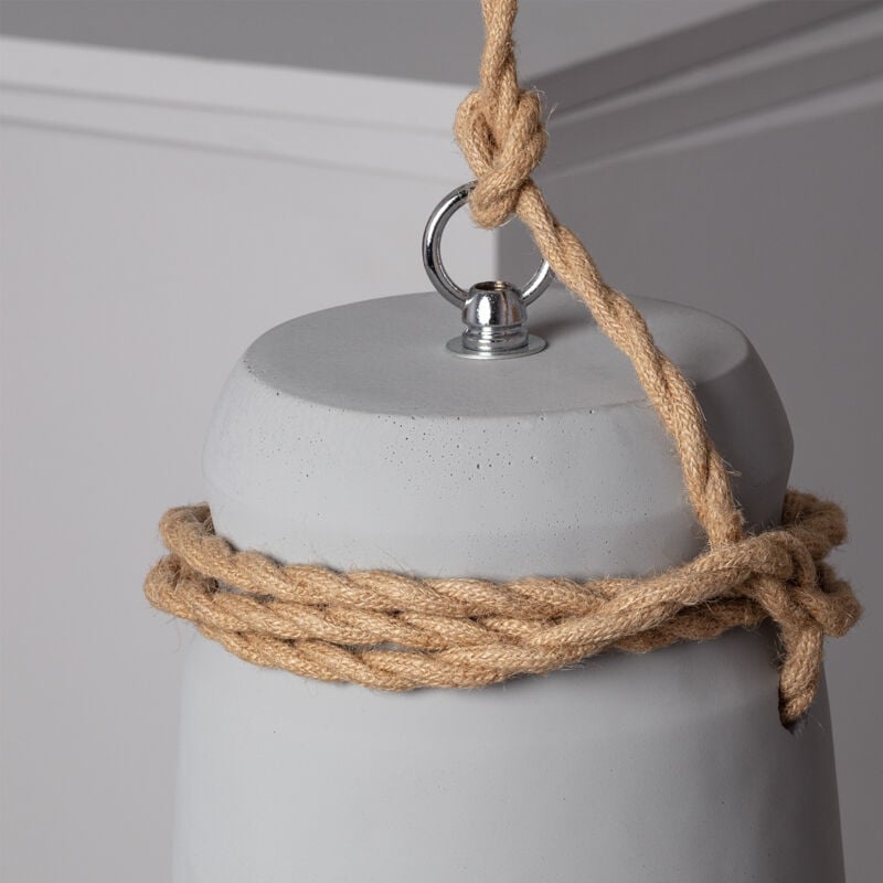 foto del prodotto lampada a sospensione cemento e corda dawan grigio grafite