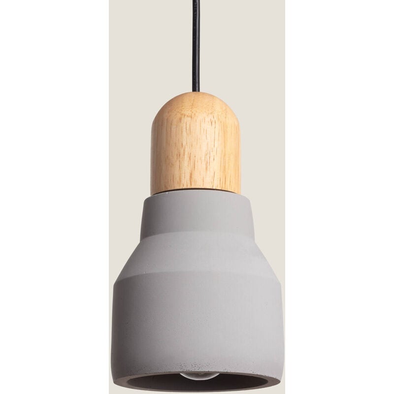 foto del prodotto lampada a sospensione cemento e legno luster grigio pietra