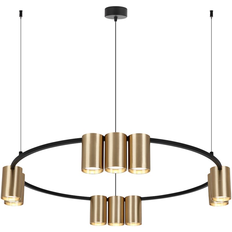 foto del prodotto lampada a sospensione cerchio genesis black gold 10xgu10