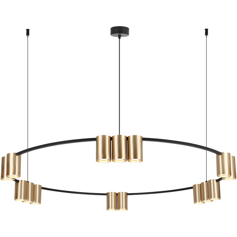 foto del prodotto lampada a sospensione cerchio genesis black gold 15xgu10