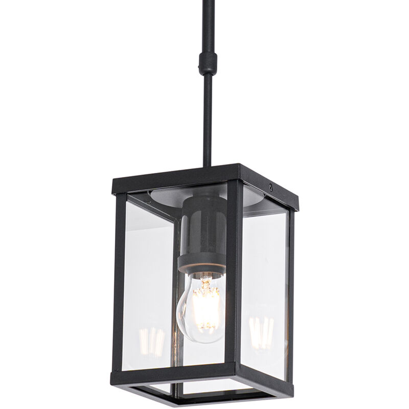 foto del prodotto lampada a sospensione charlois industriale acciaio,vetro nero allungato max. 1 x watt qazqa