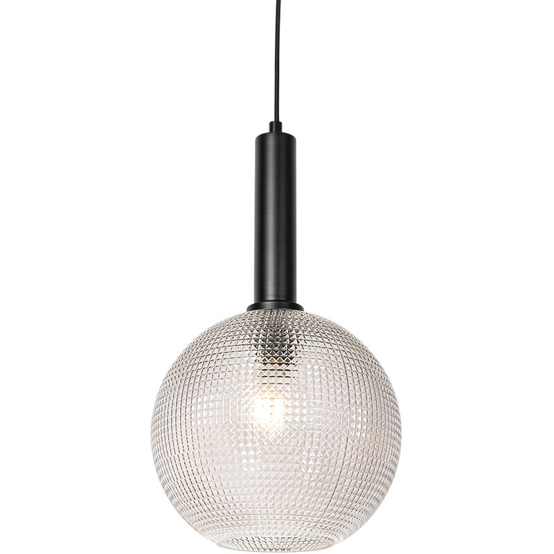 foto del prodotto lampada a sospensione chico design vetro,acciaio nero trasparente tondo max. 1 x watt qazqa