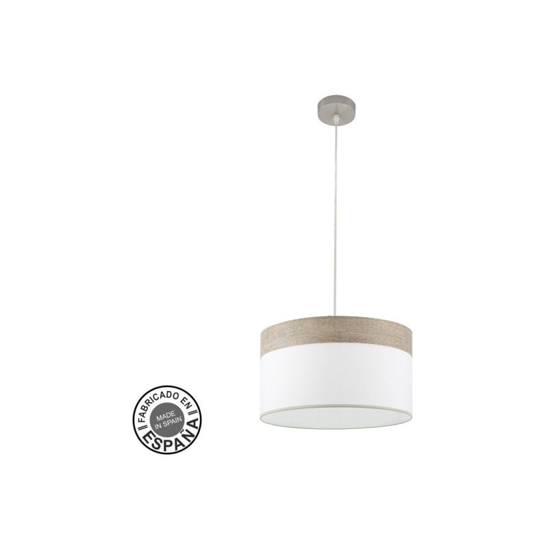 foto del prodotto lampada a sospensione cloe 1xe27 nichel bianco legno grigio regx40x40 cm